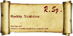Radda Szabina névjegykártya
